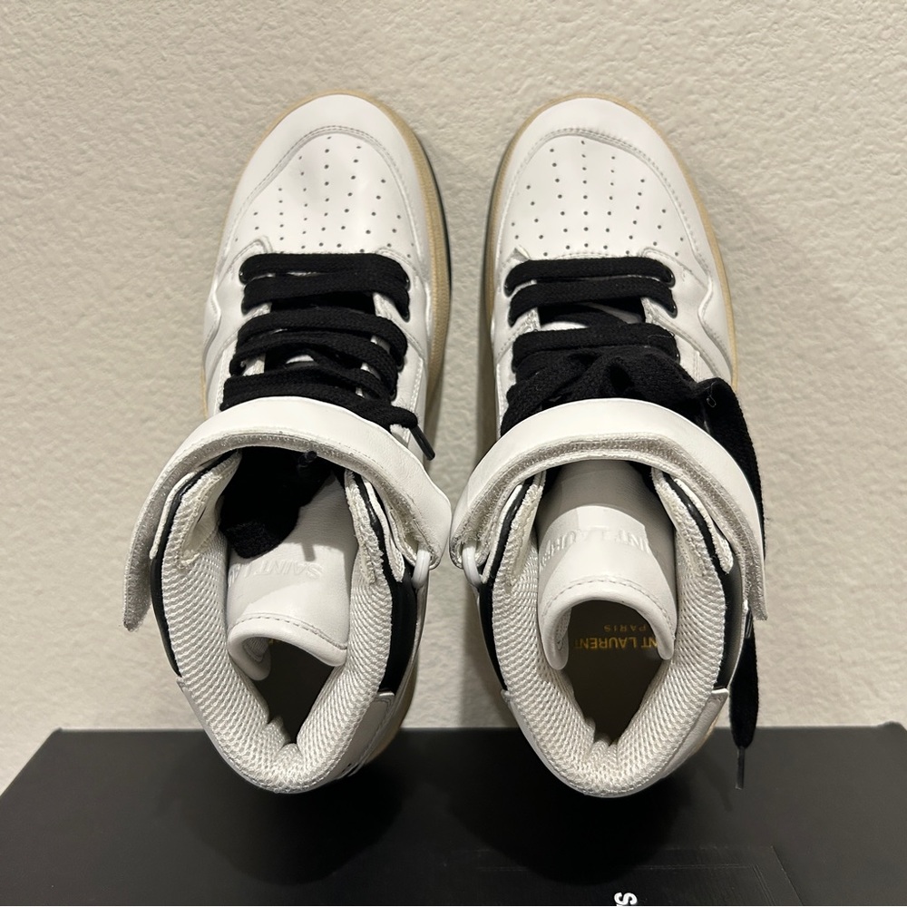 Saint Laurent LAX Mid Top leather sneakers, Size 38, New in Box - Picture 2 of 15